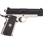 Girsan 390052 MC1911 C 9mm Luger Caliber with 4.40" Barrel, 9+1 Capacity, Matte Gray Finish Picatinny Rail/ Extended Beavertail Frame, Serrated Blued Steel Slide & Checkered Laminate Grip