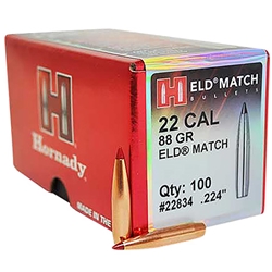 Hornady 22834 ELD Match   22 Caliber .224 88 GR 100 Box