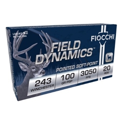 Fiocchi 243SPD Rifle Shooting 243 Win Pointed Soft Point 100 GR 20Bx/10Cs