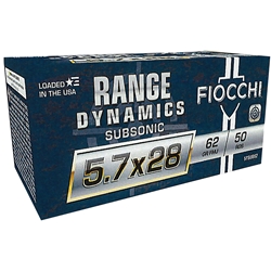 Fiocchi 57SUB62 Range Dynamics Subsonic 5.7x28mm 62gr Full Metal Jacket 50 Per Box
