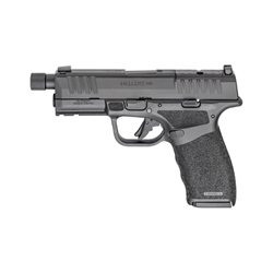 Springfield, Hellcat Pro OSP, Striker Fired, Semi-automatic, Polymer Frame Pistol, 9MM, 4.4" Hammer Forged Barrel, Threaded 1/2x28, Optics Ready Slide, Cerakote Finish, Black, Textured Grip, Tritium Front Sight, Tactical Rack U-Notch Rear Sight, 2 Magazines, (1)-17 Round and (1)-15 Round